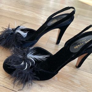 KATE SPADE Velvet Feather slingback heels